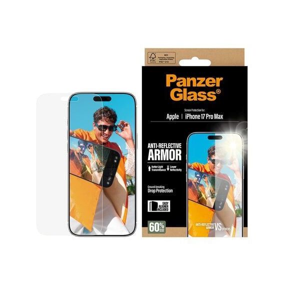 PanzerGlass - Anti-Reflective Armor Screen Protector - iPhone 17 Pro Max - w. EasyAligner / Electronics