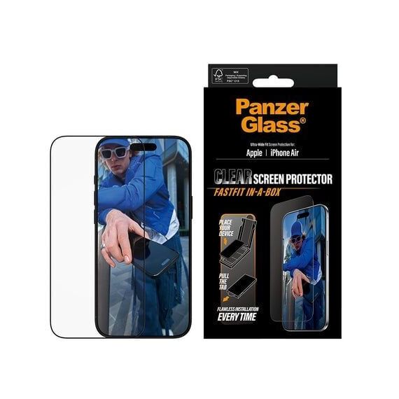 PanzerGlass - Screen Protector w. Black Frame - iPhone Air - UWF w. Fastfit in-a-box / Electronics