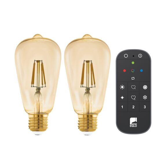 EGLO - Set of 2x E27 ST64 Amber Smart Bulbs - Zigbee & Bluetooth / Electronics