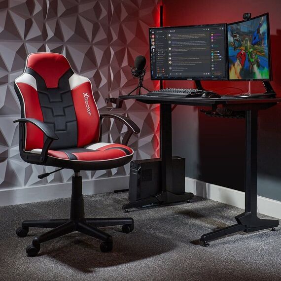 Saturn Mid-Back Wheeled Esport Gaming Chair for Juniors and Teens - Black/Red / Computers | Techbox