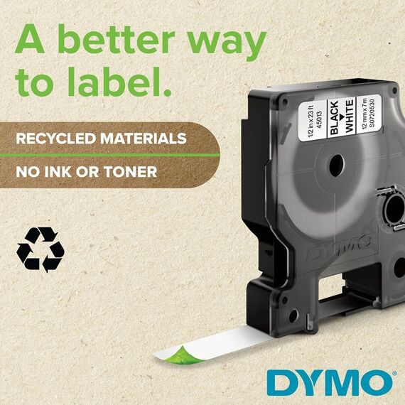 DYMO D1 Standard - Black on White - 12mm - Label Printer Cartridges - Inks - Techbox