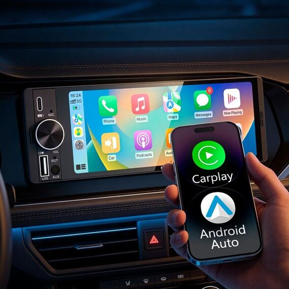 Kruger&Matz KM2016 1DIN CarPlay/AndroidAuto car radio | Techbox