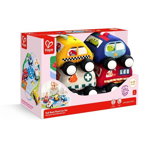 Hape - Pull-Back Plush Car Set (87-0076) / Toys