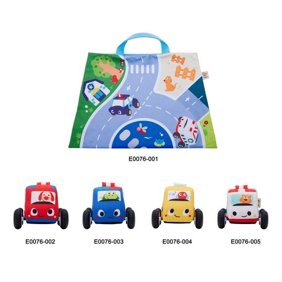 Hape - Pull-Back Plush Car Set (87-0076) / Toys