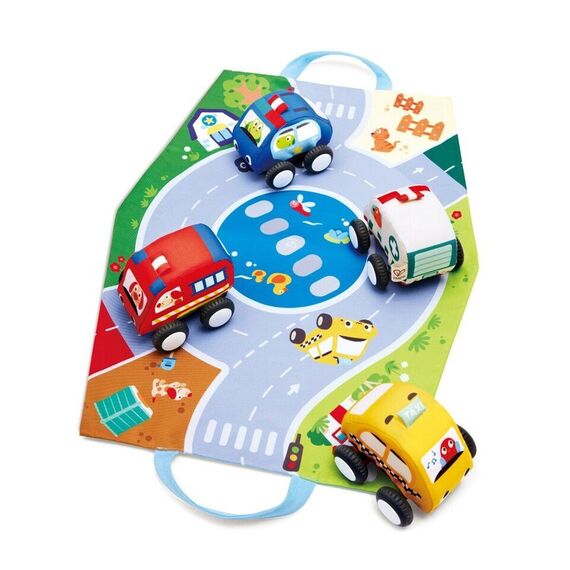 Hape - Pull-Back Plush Car Set (87-0076) / Toys