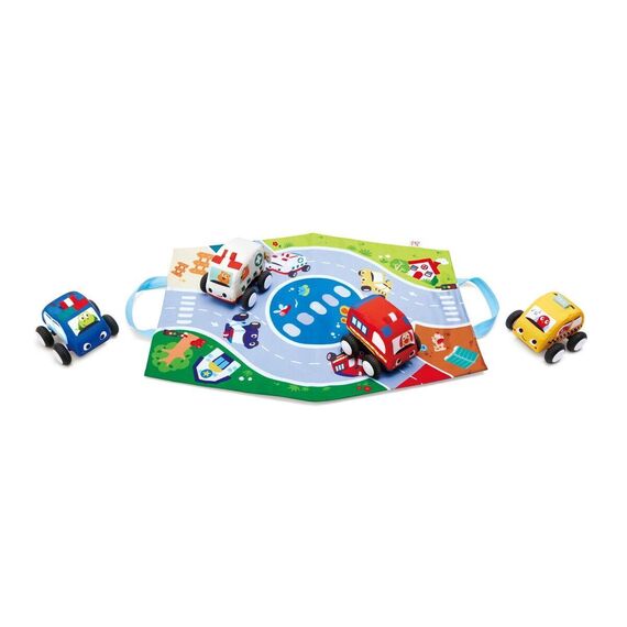 Hape - Pull-Back Plush Car Set (87-0076) / Toys