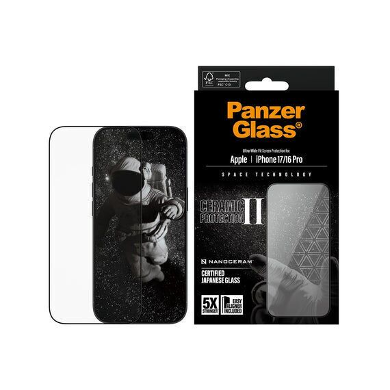 PanzerGlass - Ceramic II Screen Protector - iPhone 17/iPhone 16 Pro - UWF w. EasyAligner / Electronics