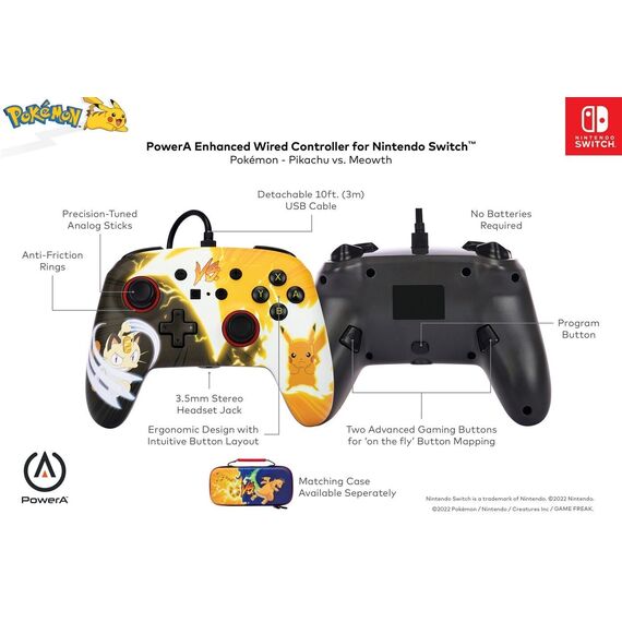 PowerA Enhanced Wired Controller - Nintendo Switch - Pikachu vs. Meowth / Nintendo Switch | Techbox
