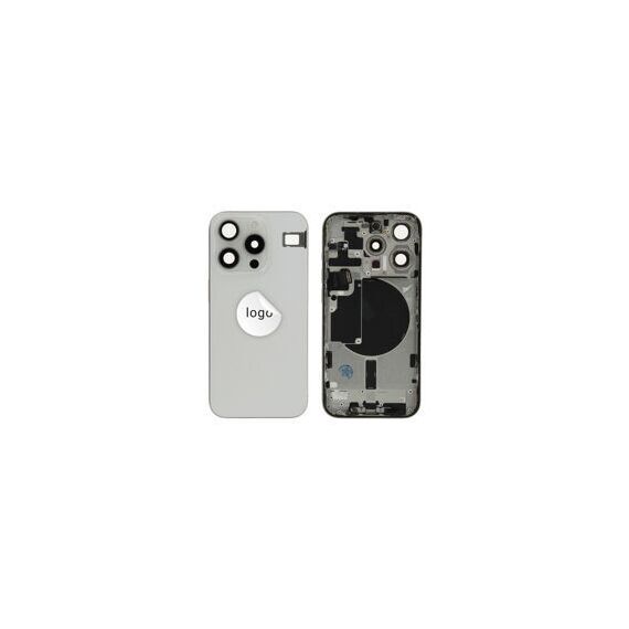 For iPhone/iPad (AP15P24WP) Rear Cover - White Titanium (Pulled incl middle frame), for model iPhone 15 Pro (with buttons and without smallparts) - Smartphone Covers & Frames - Smartphone - Techbox