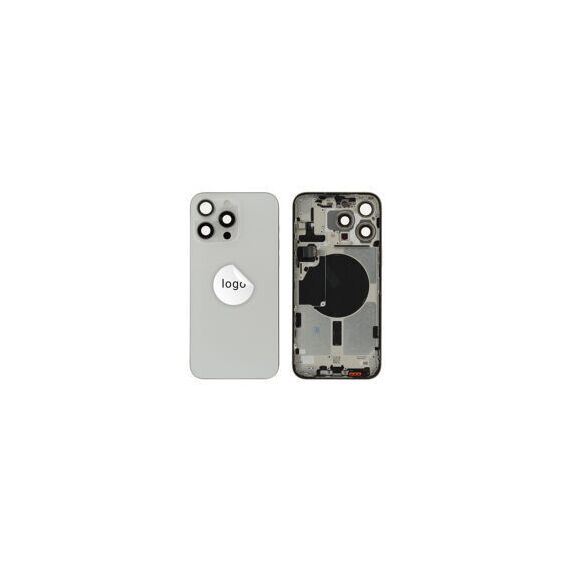 For iPhone/iPad (AP15PM24WP) Rear Cover - White Titanium (Pulled incl middle frame), for model iPhone 15 Pro Max (with buttons and without smallparts) - Smartphone Covers & Frames - Smartphone - Techbox