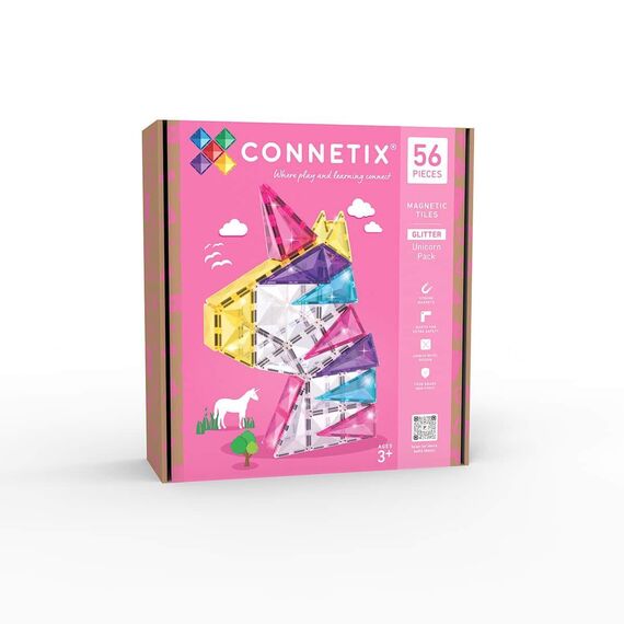 Connetix - Glitter Unicorn Pack - 56pc (CT-G-00056-GU) / Toys