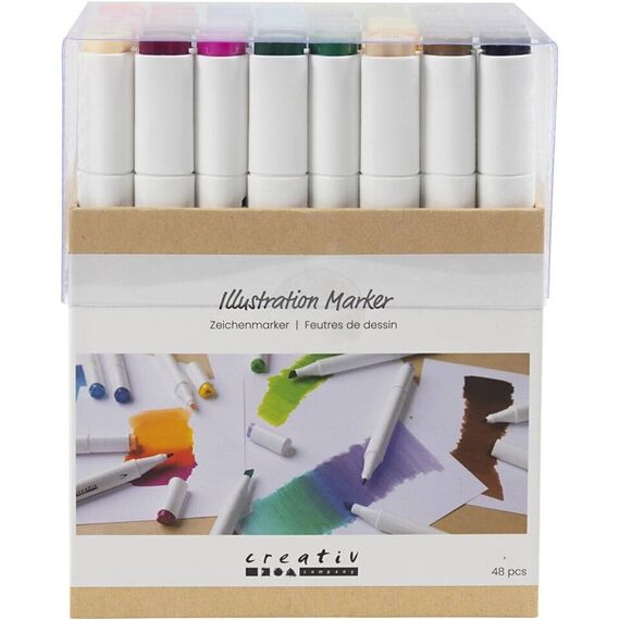 Creativ - Illustration Marker, line 1+8 mm, standard colours, 48pc/ 1 pack - () / Toys