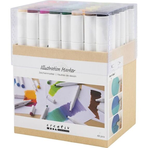 Creativ - Illustration Marker, line 1+8 mm, standard colours, 48pc/ 1 pack - () / Toys