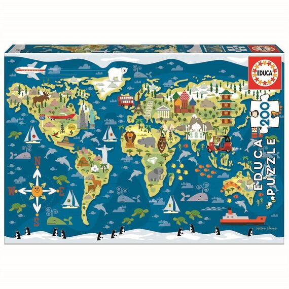 Educa - 200 pcs, World Map (80-19292) / Toys