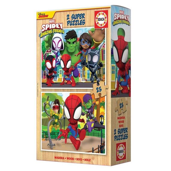 Educa - 2x25 Spidey & His Amazing Friends Wood Puzzles (80-19289) / Toys