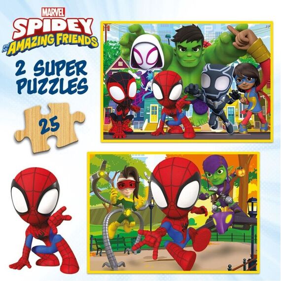 Educa - 2x25 Spidey & His Amazing Friends Wood Puzzles (80-19289) / Toys