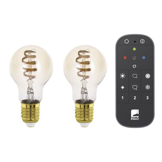 EGLO CONNECT-Z E27 LED A60 Amber – 2-Pack Smart Spiral Bulbs with Remote, Zigbee, Matter & Thread / Electronics