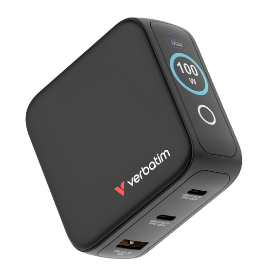 Verbatim - Mini GaN Charger 3-port 100W with Display / Electronics