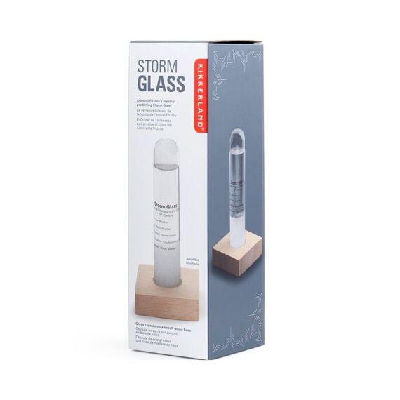Storm Glass Tube With Beechwood Base (ST71) / Gadgets