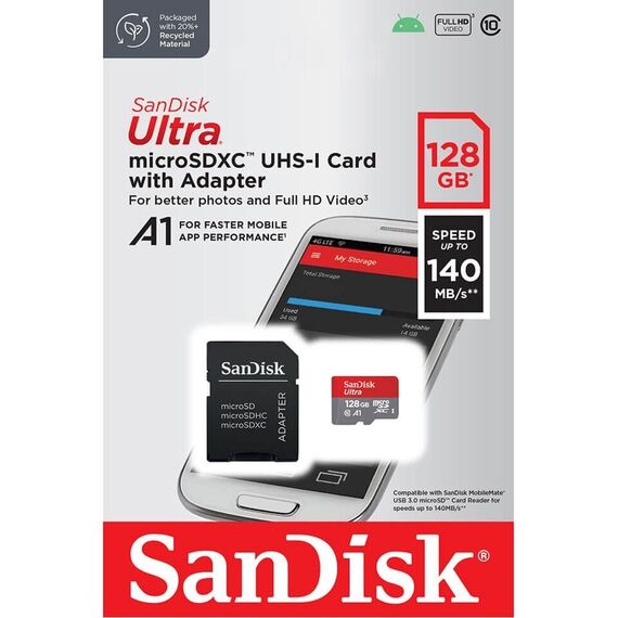 SANDISK - MicroSDXC Mobil Ultra 128GB 140MB/s UHS-I Adap / Electronics
