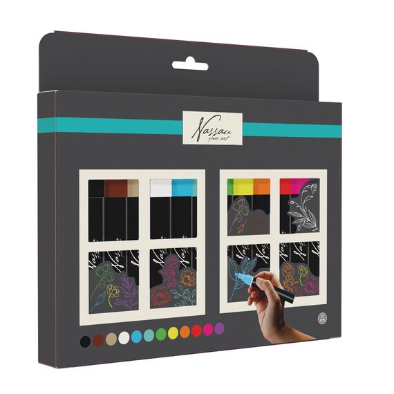 Nassau - Window/chalk Markerset, 23x17x2.5cm, 12 Pcs (AR0166/GE) / Toys