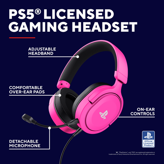 Trust - GXT498P PS5 Forta Headset - Pink / PlayStation 5 | Techbox