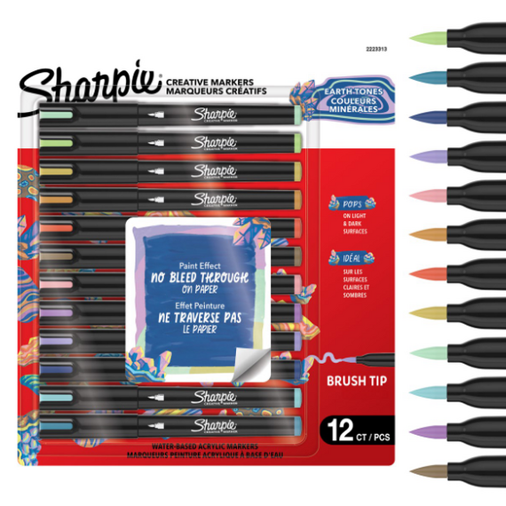 Sharpie - Creative Acrylic 12‑Blister - Earth Tones - Brush Tip (2223313) / Toys