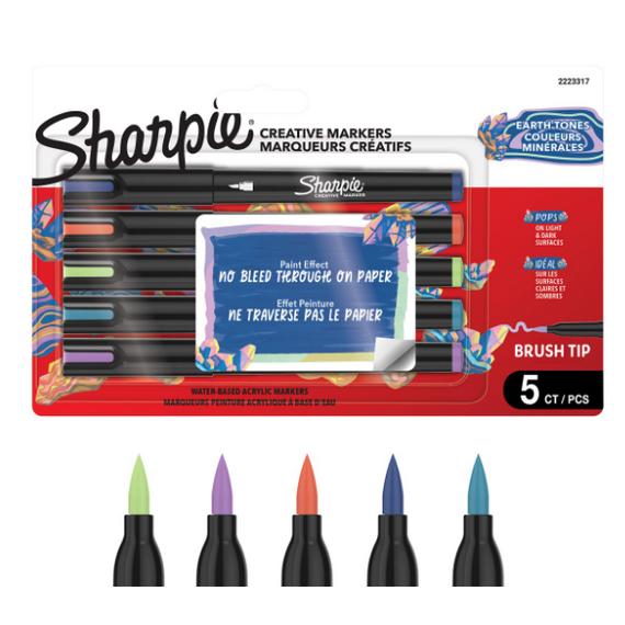 Sharpie - Creative Acrylic 5‑Blister - Earth Tones - Brush Tip (2223317) / Toys