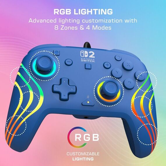 Turtle Beach - Wired Controller - Afterglow Wave (Blue) / Nintendo Switch 2 | Techbox