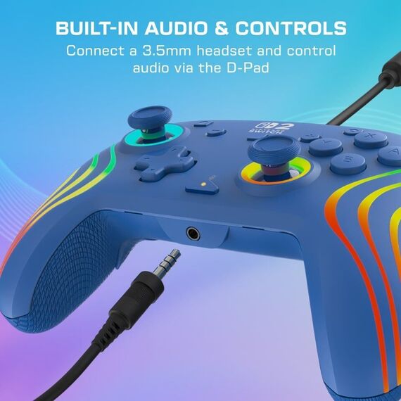 Turtle Beach - Wired Controller - Afterglow Wave (Blue) / Nintendo Switch 2 | Techbox