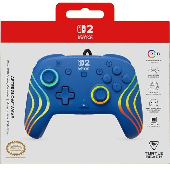 Turtle Beach - Wired Controller - Afterglow Wave (Blue) / Nintendo Switch 2 | Techbox