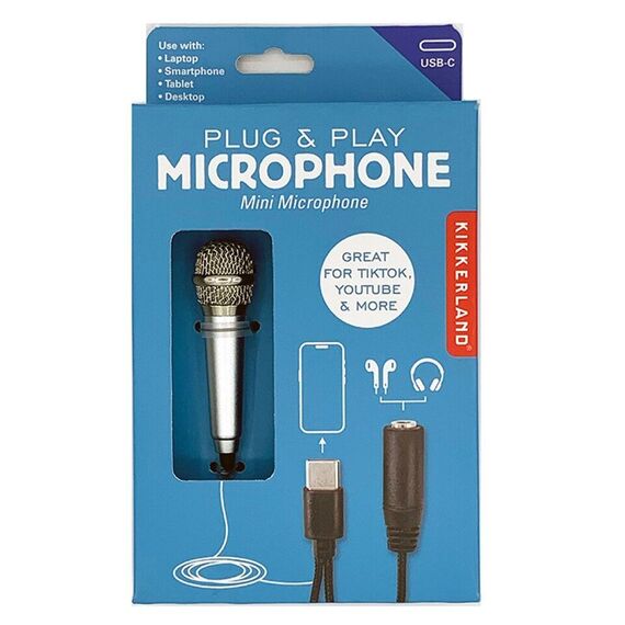 Kikkerland - Plug & Play Microphone - 0.75 inches in diameter - 2.25 inches in length / Electronics