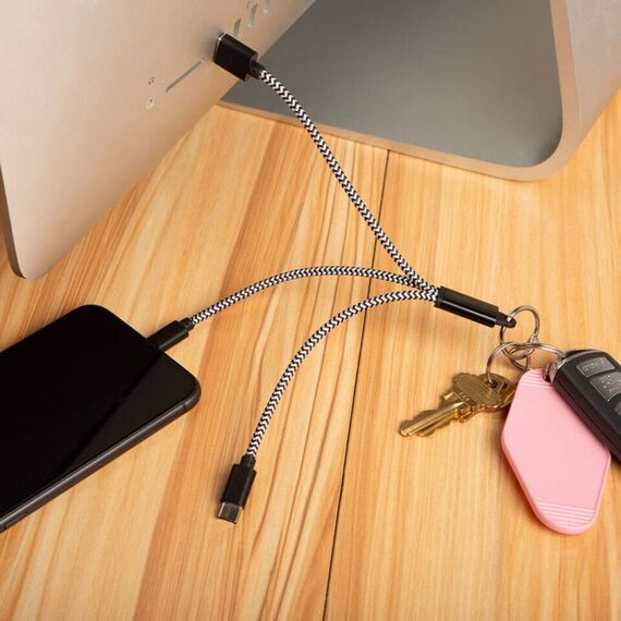 Kikkerland - 3-in-1 Charging Keyring - 1.0 x 7.75 x 0.25 inches / Electronics