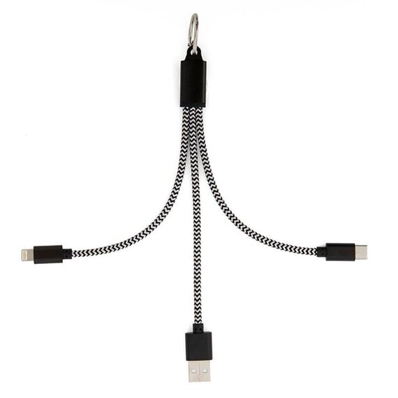 Kikkerland - 3-in-1 Charging Keyring - 1.0 x 7.75 x 0.25 inches / Electronics