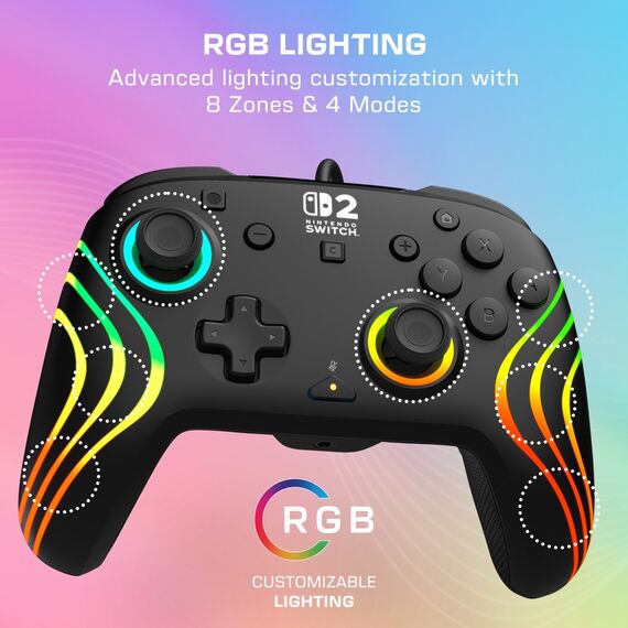 Turtle Beach - Wired Controller - Afterglow Wave (Black) / Nintendo Switch 2 | Techbox