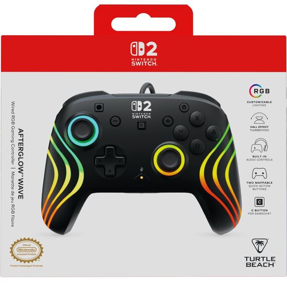 Turtle Beach - Wired Controller - Afterglow Wave (Black) / Nintendo Switch 2 | Techbox