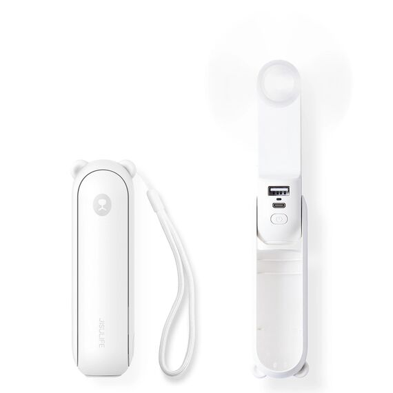 Jisulife Handheld Fan Life8 Plus Portable USB Fan with Power Bank Function 4500mAh and Flashlight - White - Fan Coolers - Cooling & Heating - Techbox