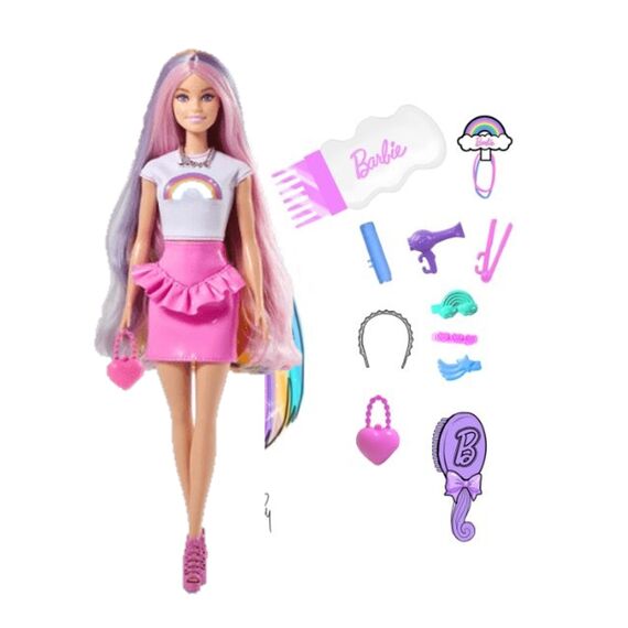 Barbie - Rainbow Sparkle Hair Play Doll (JJP07) / Toys