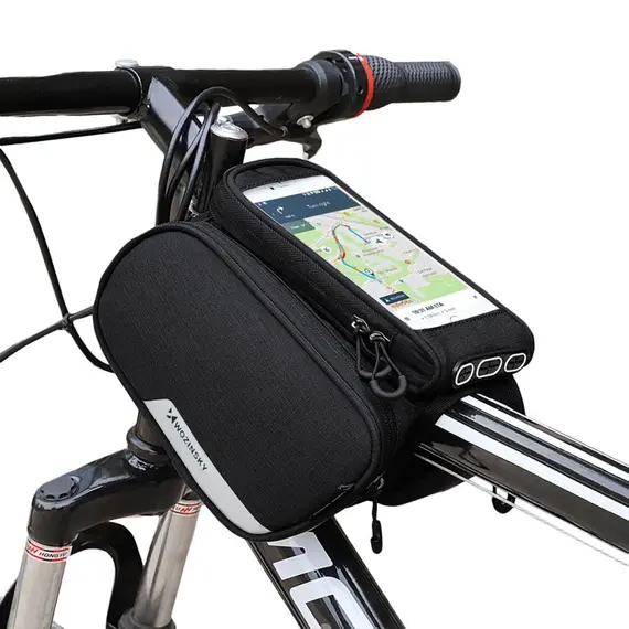 Wozinsky frame bike bag + detachable phone cover up to 6.5 "1.5l black (WBB7BK) | Techbox