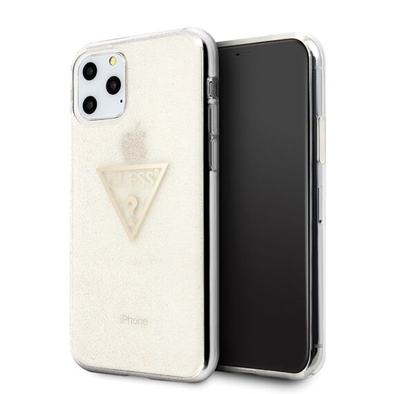 Guess GUHCN58SGTLGO iPhone 11 Pro gold/gold hard case Glitter Triangle | Techbox