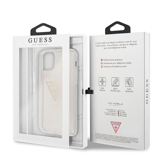 Guess GUHCN58SGTLGO iPhone 11 Pro gold/gold hard case Glitter Triangle | Techbox