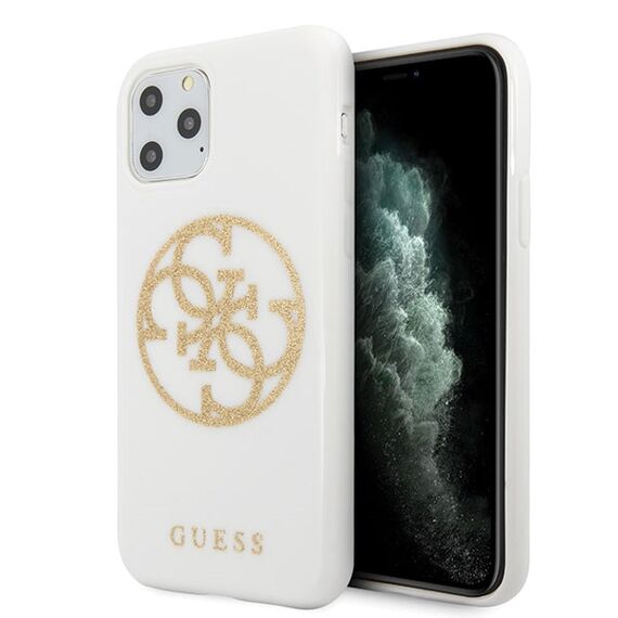 Guess GUHCN65TPUWHGLG iPhone 11 Pro Max white/white hard case Glitter 4G Circle Logo | Techbox