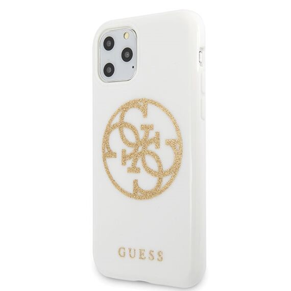 Guess GUHCN65TPUWHGLG iPhone 11 Pro Max white/white hard case Glitter 4G Circle Logo | Techbox