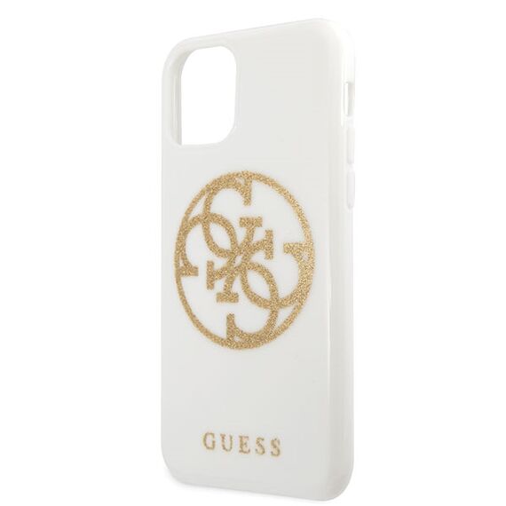 Guess GUHCN65TPUWHGLG iPhone 11 Pro Max white/white hard case Glitter 4G Circle Logo | Techbox