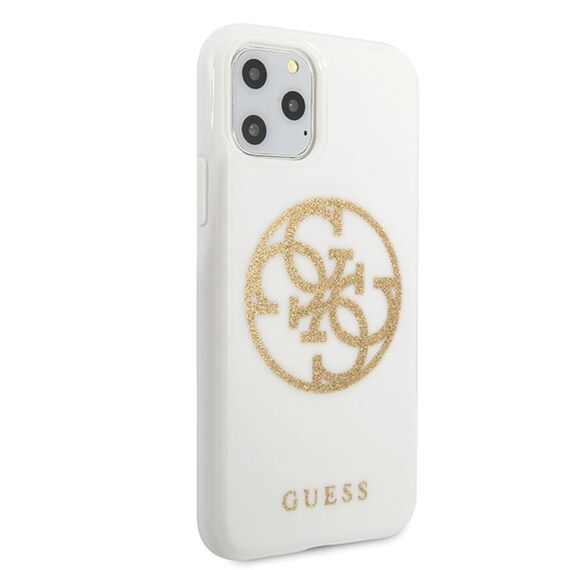 Guess GUHCN65TPUWHGLG iPhone 11 Pro Max white/white hard case Glitter 4G Circle Logo | Techbox
