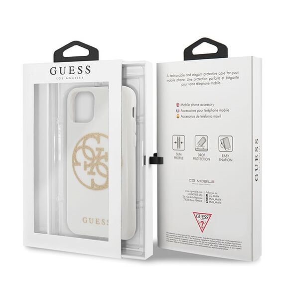 Guess GUHCN65TPUWHGLG iPhone 11 Pro Max white/white hard case Glitter 4G Circle Logo | Techbox