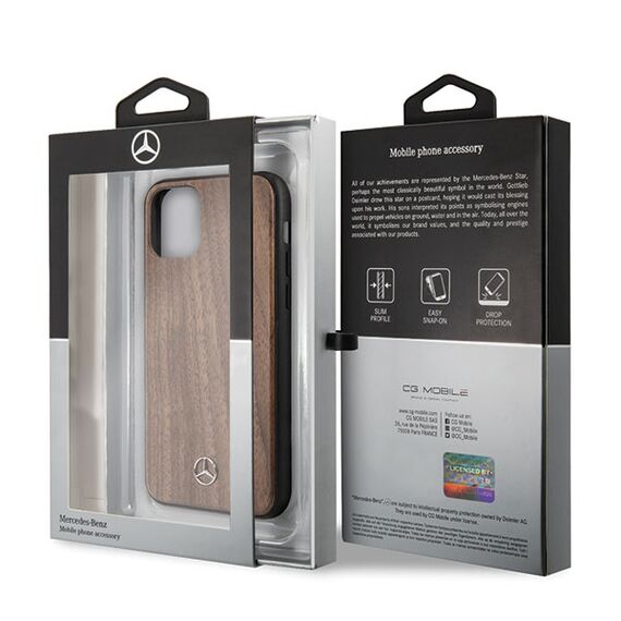Mercedes MEHCN65VWOLB iPhone 11 Pro Max hard case brązowy/brown Wood Line Walnut | Techbox