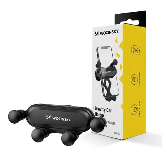 Wozinsky car phone holder gravity for ventilation grille black (WCH-05) - Smartphone Holders - Smartphones - Techbox