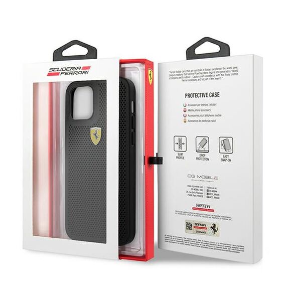 Ferrari FESPEHCP12LBK iPhone 12 Pro Max 6.7" black/black hardcase On Track Perforated | Techbox