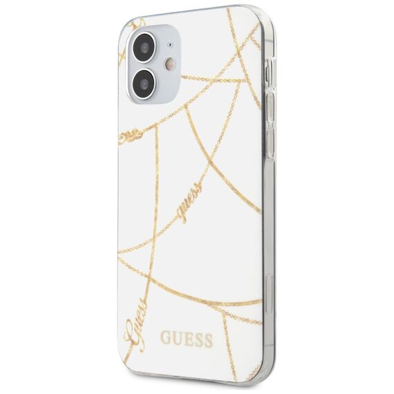 Guess GUHCP12SPCUCHWH iPhone 12 5,4" biaÅ‚y/white hardcase Gold Chain CollectionGuess / GUE000874 - Apple Cases - Cases - Techbox